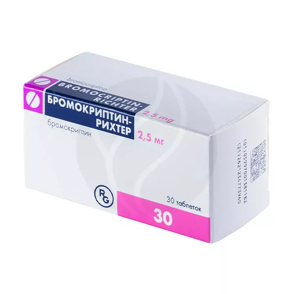 Изображение товара Бромокриптин-Рихтер таблетки 2,5мг, №30 Изображение товара Бромокриптин-Рихтер таблетки 2,5мг, №30