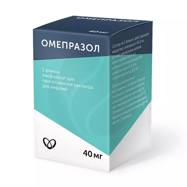 Изображение товара Омепразол лиофилизат д/пригот. р-ра д/инфузий 40мг, №1 фл. Изображение товара Омепразол лиофилизат д/пригот. р-ра д/инфузий 40мг, №1 фл.