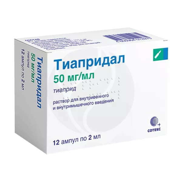 Изображение товара Раствор тиаприд для инъекций 50мг/мл, 2мл №12 Делфарм Франция