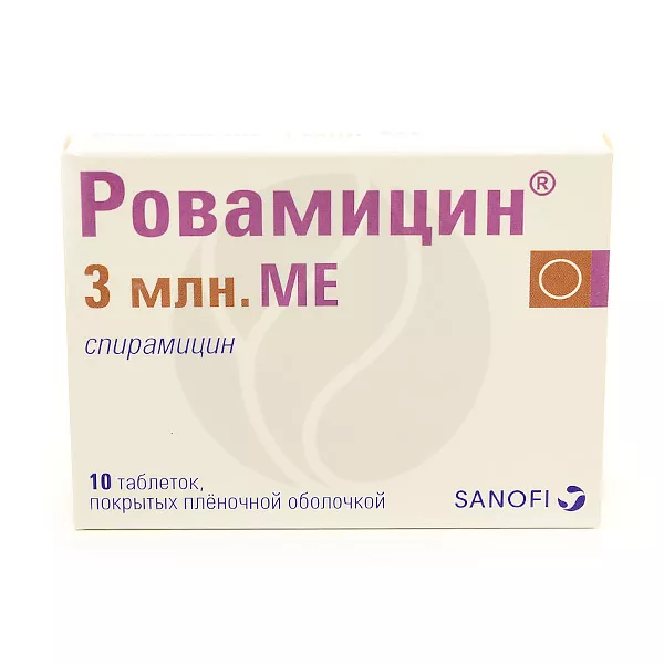 Изображение товара Ровамицин таблетки покрыт. п/о 3млн. МЕ, №10 Санофи Изображение товара Ровамицин таблетки покрыт. п/о 3млн. МЕ, №10 Санофи