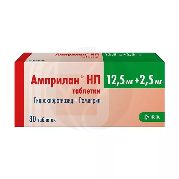 Изображение товара Амприлан НЛ таблетки 12,5мг+2,5мг для снижения давления, 30 шт Изображение товара Амприлан НЛ таблетки 12,5мг+2,5мг для снижения давления, 30 шт