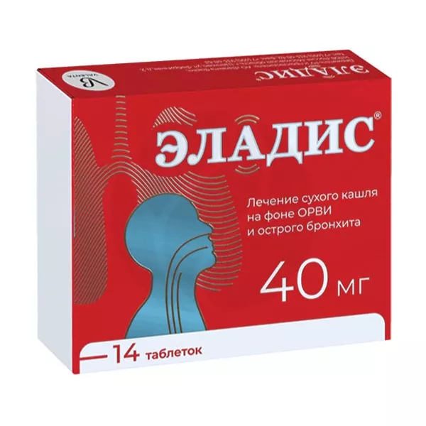 Изображение товара Эладис таблетки покрыт. п/о 40мг, №14 Изображение товара Эладис таблетки покрыт. п/о 40мг, №14