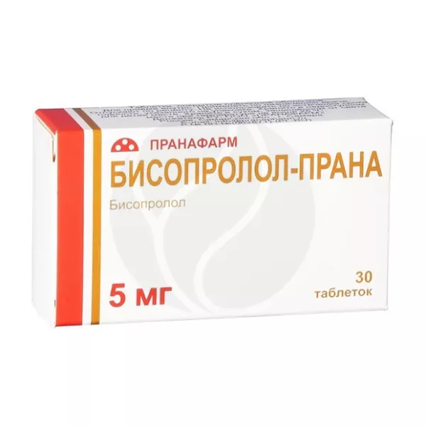 Изображение товара Бисопролол-Прана 5 мг таблетки покрытые оболочкой, 30 шт