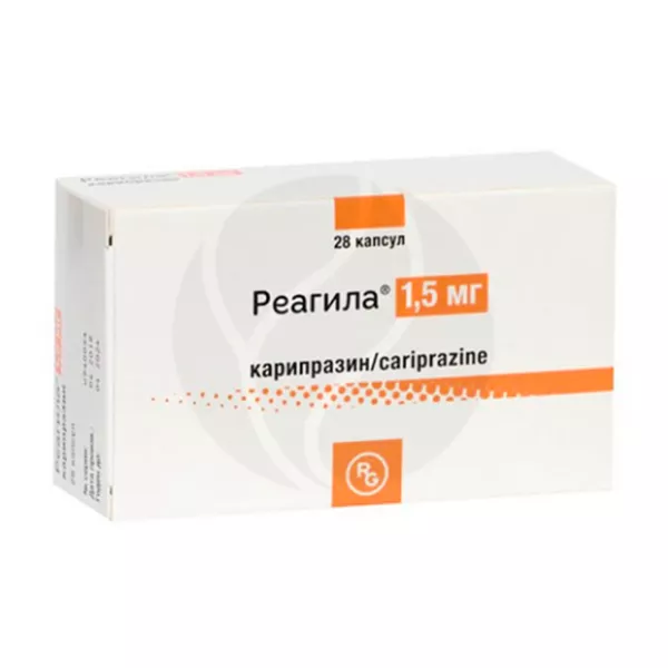 Изображение товара Реагила капсулы 1,5 мг №28 для лечения шизофрении, биполярных расстройств