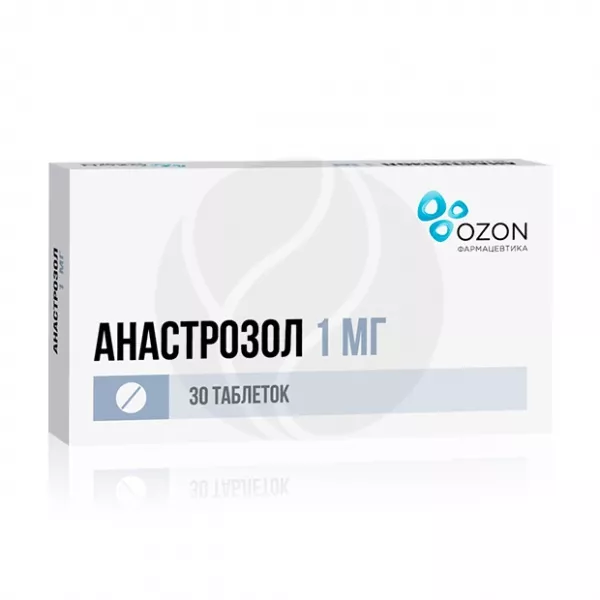 Изображение товара Анастрозол таблетки покрыт. п/о 1мг, №30 Озон Изображение товара Анастрозол таблетки покрыт. п/о 1мг, №30 Озон