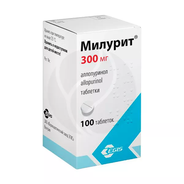 Изображение товара Милурит таблетки 300 мг для снижения мочевой кислоты и лечения гиперурикемии Изображение товара Милурит таблетки 300 мг для снижения мочевой кислоты и лечения гиперурикемии