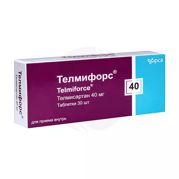 Изображение товара Таблетки Телмисартан Телмифорс 40 мг Изображение товара Таблетки Телмисартан Телмифорс 40 мг