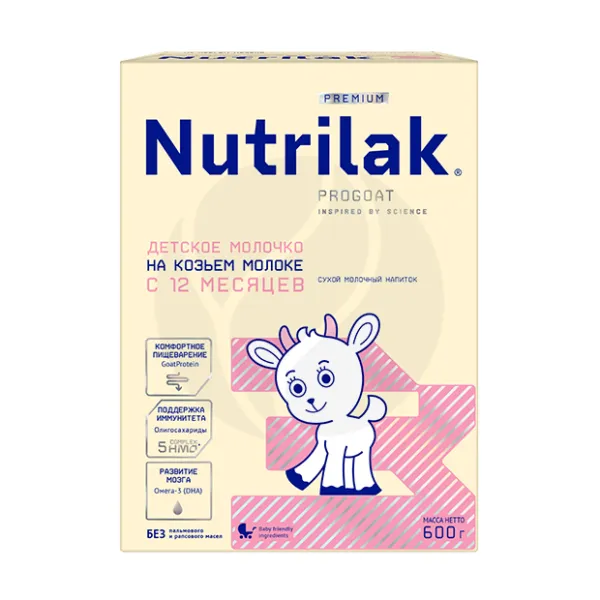 Изображение товара Nutrilak Premium 3 сухая молочная смесь на козьем молоке (12+мес), 600г Изображение товара Nutrilak Premium 3 сухая молочная смесь на козьем молоке (12+мес), 600г