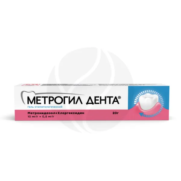Изображение товара Метрогил Дента гель для десен с метронидазолом и хлоргексидином, 20г Изображение товара Метрогил Дента гель для десен с метронидазолом и хлоргексидином, 20г