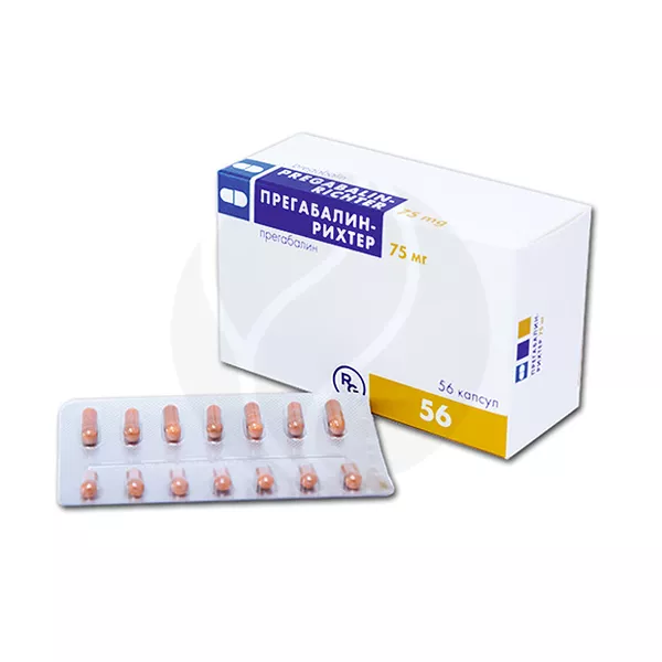 Изображение товара Прегабалин-Рихтер капсулы 75мг, №56 Гедеон Рихтер Изображение товара Прегабалин-Рихтер капсулы 75мг, №56 Гедеон Рихтер