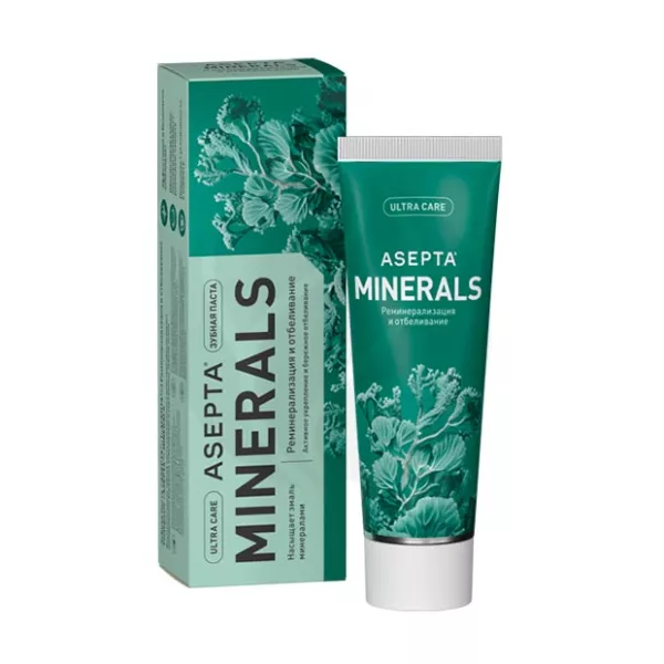 Asepta Minerals реминерализация и отбеливание зубная паста, 75мл