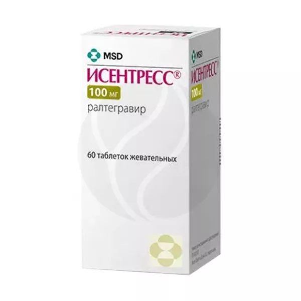 Изображение товара Исентресс таблетки жевательные 100мг, №60 - противовирусное средство для лечения ВИЧ