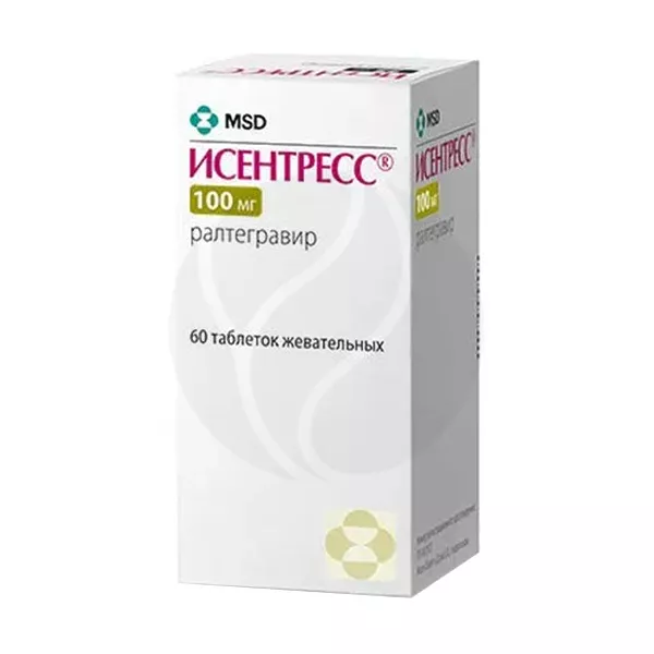 Изображение товара Исентресс таблетки жевательные 100мг, №60 Изображение товара Исентресс таблетки жевательные 100мг, №60