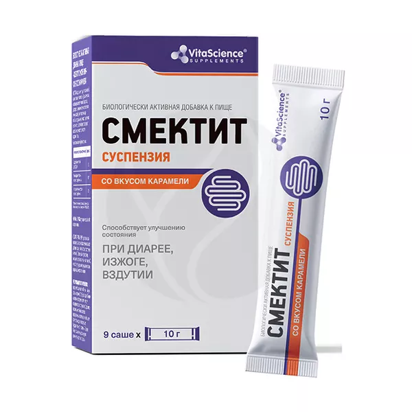 Изображение товара ВитаScience Смектит суспензия со вкусом карамели 10г №9 биологическая добавка для пищеварения