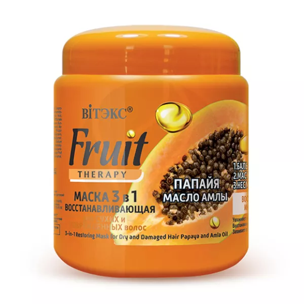 Изображение товара Вiтэкс Fruit Therapy маска восстанавливающая для сухих волос 3в1 папайя и масло амлы, 450мл Изображение товара Вiтэкс Fruit Therapy маска восстанавливающая для сухих волос 3в1 папайя и масло амлы, 450мл