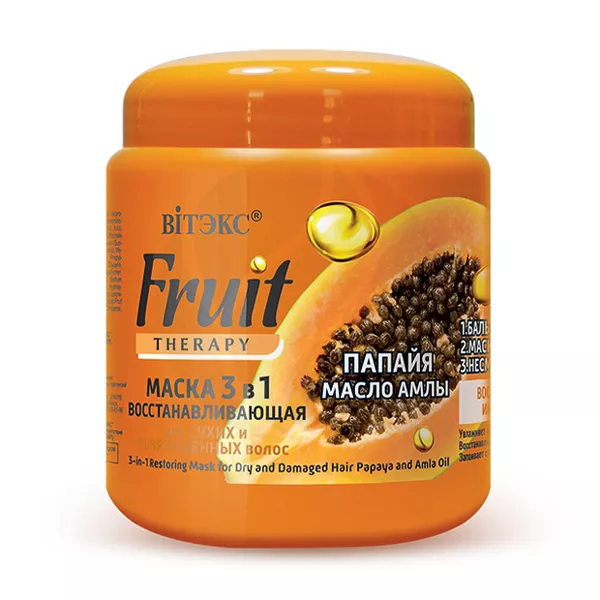 Изображение товара Вiтэкс Fruit Therapy маска восстанавливающая для сухих волос 3в1 папайя и масло амлы, 450мл Изображение товара Вiтэкс Fruit Therapy маска восстанавливающая для сухих волос 3в1 папайя и масло амлы, 450мл