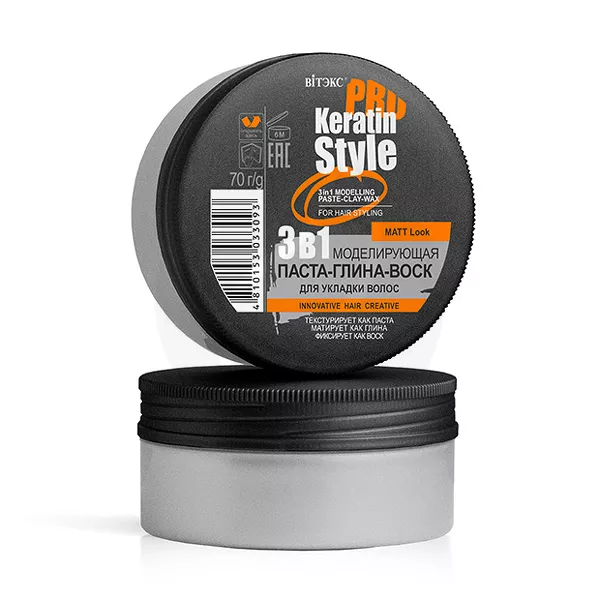 Изображение товара Моделирующая паста-глина-воск Витэкс Keratin PRO Style 3в1 для объемных укладок Изображение товара Моделирующая паста-глина-воск Витэкс Keratin PRO Style 3в1 для объемных укладок