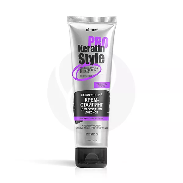 Изображение товара Полирующий крем-стайлинг Витэкс Keratin PRO Style для локонов и вьющихся волос Изображение товара Полирующий крем-стайлинг Витэкс Keratin PRO Style для локонов и вьющихся волос