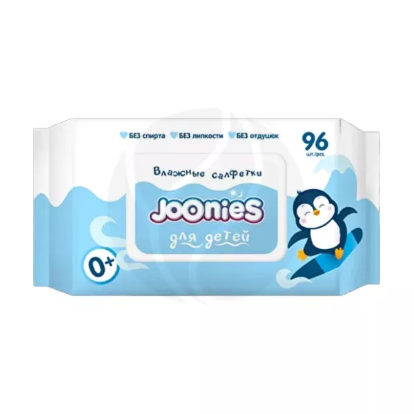 Изображение товара Детские влажные салфетки Joonies 96 штук с витамином Е без спирта