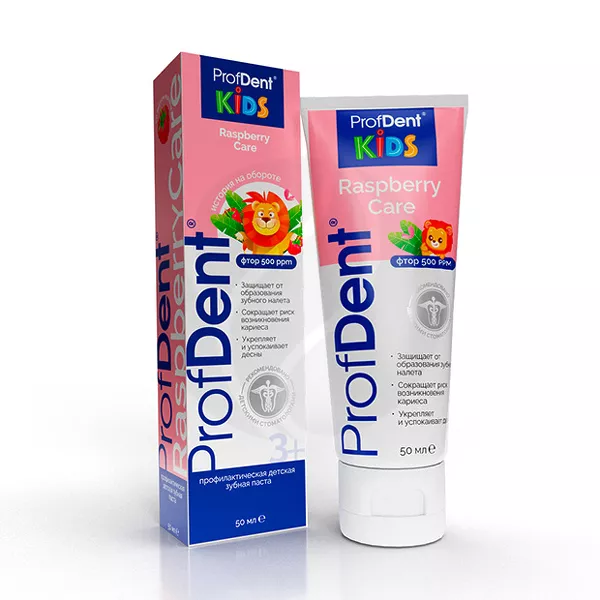 Изображение товара ProfDent Профилактическая детская зубная паста со вкусом малины 50мл Изображение товара ProfDent Профилактическая детская зубная паста со вкусом малины 50мл