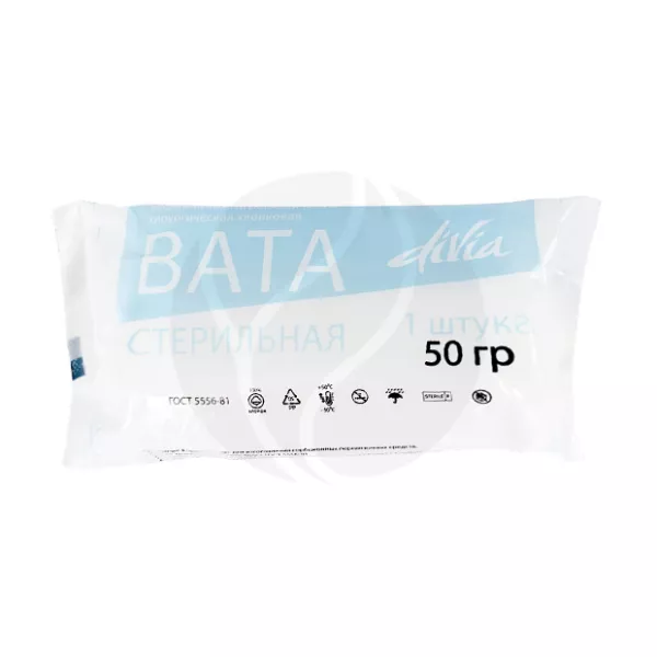 Изображение товара Вата хирургическая стерильная хлопковая, 50г
