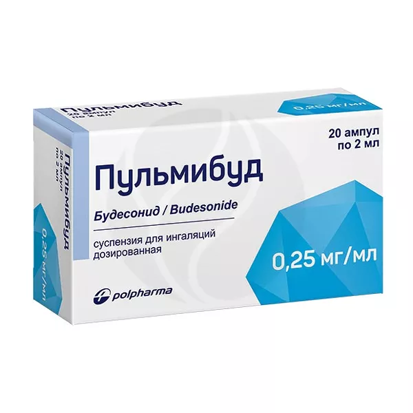Изображение товара Пульмибуд суспензия д/ингаляций 0,25мг/мл, 2мл №20 Дженетик Изображение товара Пульмибуд суспензия д/ингаляций 0,25мг/мл, 2мл №20 Дженетик