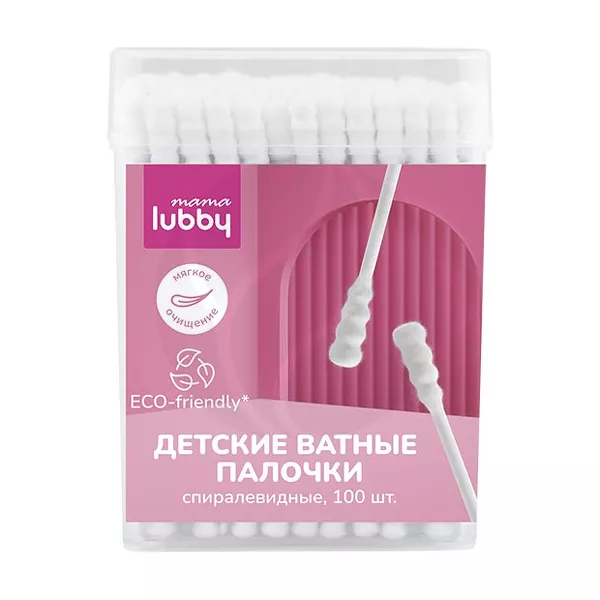 Изображение товара Lubby ватные палочки спиралевидные (0+), 100шт Изображение товара Lubby ватные палочки спиралевидные (0+), 100шт