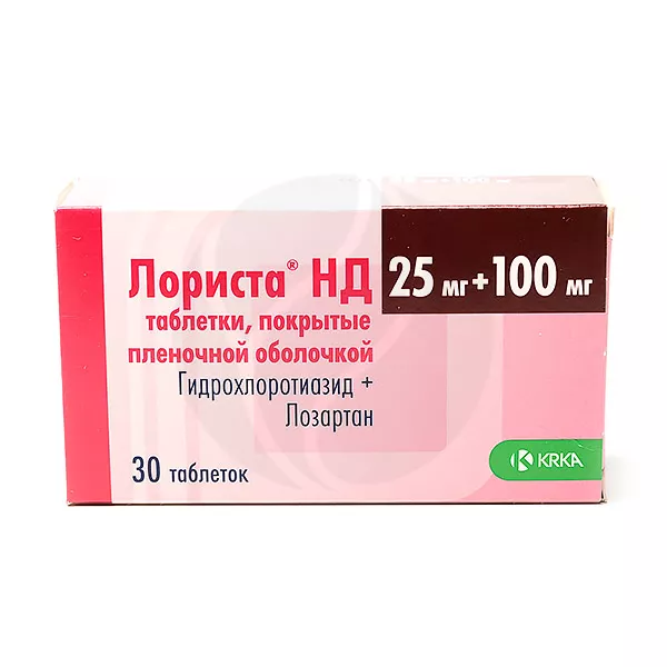 Изображение товара Лориста НД таблетки покрыт. п/о 25мг+100мг, №30 Изображение товара Лориста НД таблетки покрыт. п/о 25мг+100мг, №30
