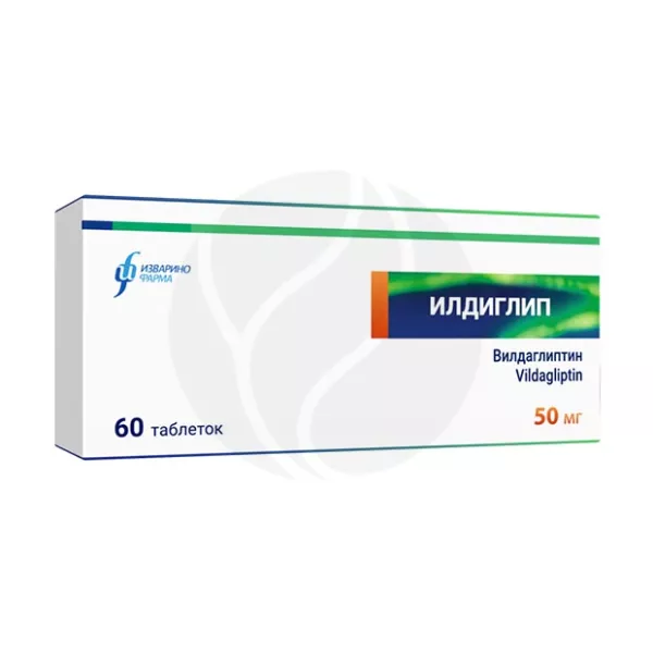 Изображение товара Илдиглип таблетки 50мг, 60 штук для лечения диабета 2 типа