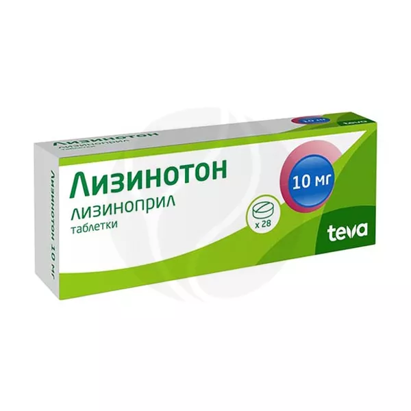 Изображение товара Лизинотон Тева таблетки 10 мг №28 для снижения АД и лечения сердечно-сосудистых заболеваний Изображение товара Лизинотон Тева таблетки 10 мг №28 для снижения АД и лечения сердечно-сосудистых заболеваний