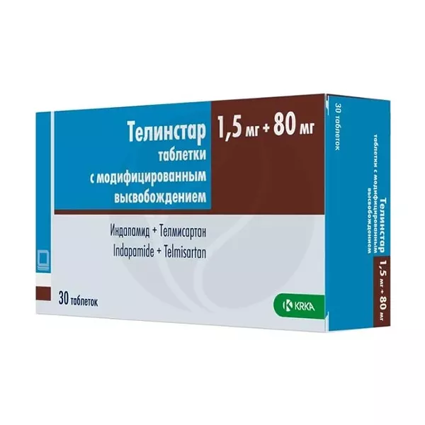 Изображение товара Телинстар таблетки с модифицированным высвобождением 1,5 мг+80 мг, упаковка 7-10 шт