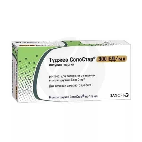 Изображение товара Туджео СолоСтар раствор д/инъекций 300МЕ/мл, 1,5мл №5 Санофи Изображение товара Туджео СолоСтар раствор д/инъекций 300МЕ/мл, 1,5мл №5 Санофи