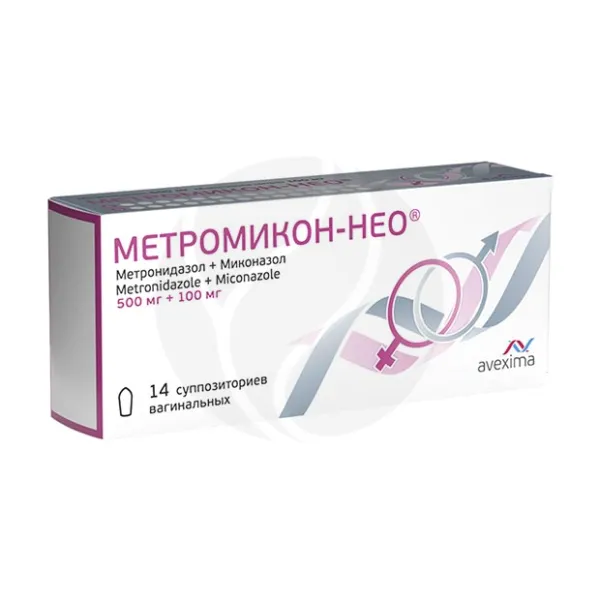 Изображение товара Метромикон Нео суппозитории ваг. 500мг+100мг, №14 Изображение товара Метромикон Нео суппозитории ваг. 500мг+100мг, №14