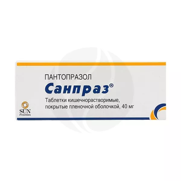 Изображение товара Санпраз таблетки кишечнораств. покрыт. п/о 40мг, №10 Изображение товара Санпраз таблетки кишечнораств. покрыт. п/о 40мг, №10
