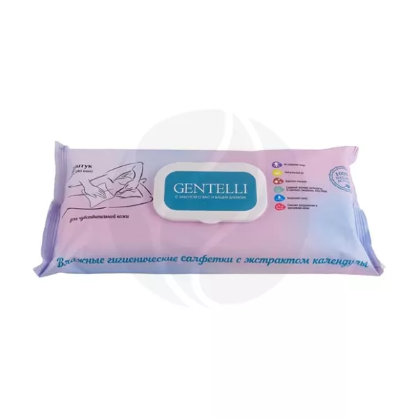 Изображение товара Gentelli салфетки влажные гигиенические с экстрактом календулы, 60 штук