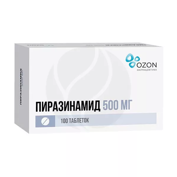 Изображение товара Пиразинамид таблетки 500мг №100 для лечения туберкулеза
