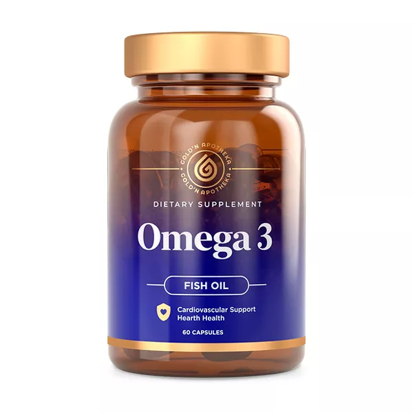 Изображение товара Gold'n Apotheka Омега-3 капсулы 60 шт Рыбий жир для сердца и мозга Изображение товара Gold'n Apotheka Омега-3 капсулы 60 шт Рыбий жир для сердца и мозга