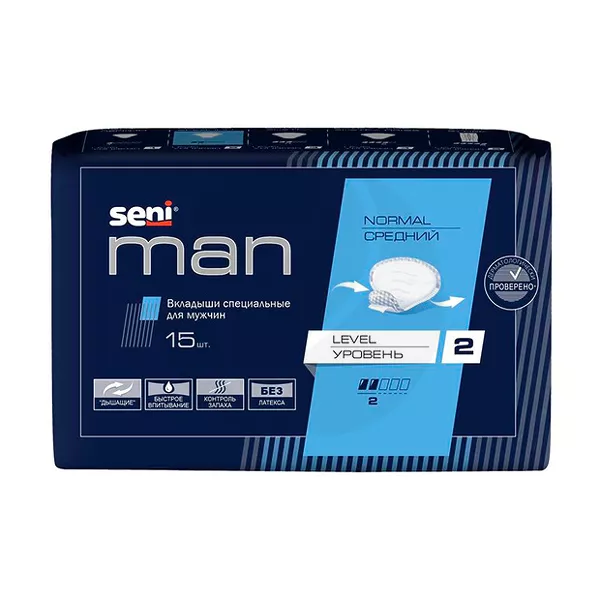 Изображение товара Seni Man Normal вкладыши для мужчин уровень 2, 15шт Изображение товара Seni Man Normal вкладыши для мужчин уровень 2, 15шт