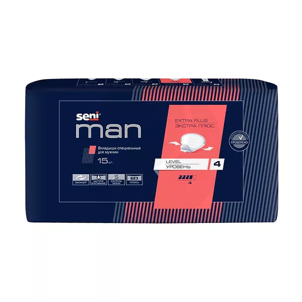 Изображение товара Вкладыши мужские Seni Man Extra Plus уровень 4, 15 шт Изображение товара Вкладыши мужские Seni Man Extra Plus уровень 4, 15 шт