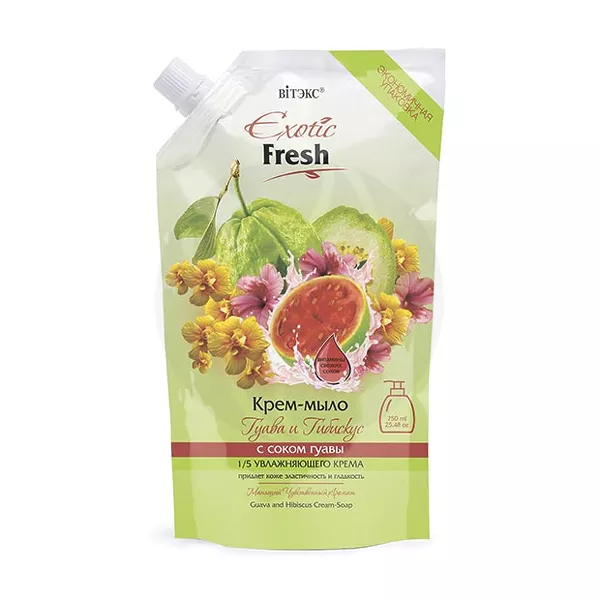 Изображение товара Крем-мыло Витэкс Exotic Fresh Гуава и гибискус 750мл Изображение товара Крем-мыло Витэкс Exotic Fresh Гуава и гибискус 750мл