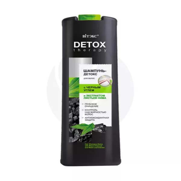 Изображение товара Вiтэкс DETOX therapy шампунь-детокс для волос с черным углем и экстрактом листьев нима, 500мл