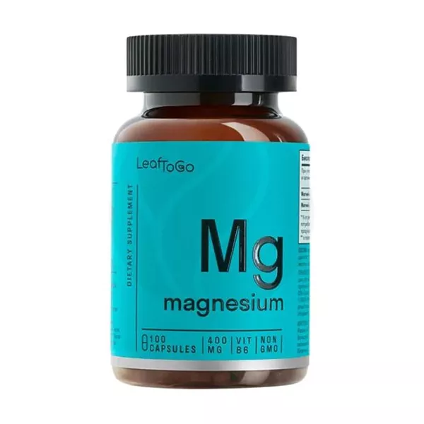 Изображение товара БАД LeafToGo Магний В6 капсулы No100 - магний цитрат 400 мг + B6 Изображение товара БАД LeafToGo Магний В6 капсулы No100 - магний цитрат 400 мг + B6