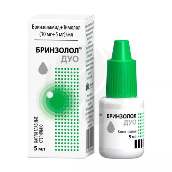 Изображение товара Бринзолол Дуо капли глазные по 10 мг+5 мг/мл, 5 мл, лечение глаукомы