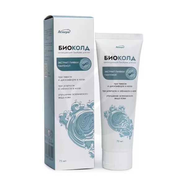 Изображение товара Охлаждающий крем для ног Аспера БиоКолд 75мл натуральный уход голени и стопы
