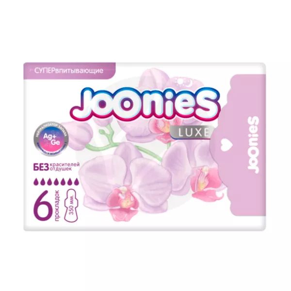 Изображение товара Женские ночные гигиенические прокладки Joonies Luxe супер впитывающие 6 шт