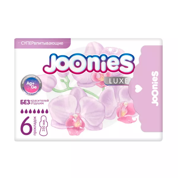 Изображение товара Женские ночные гигиенические прокладки Joonies Luxe супер впитывающие 6 шт Изображение товара Женские ночные гигиенические прокладки Joonies Luxe супер впитывающие 6 шт