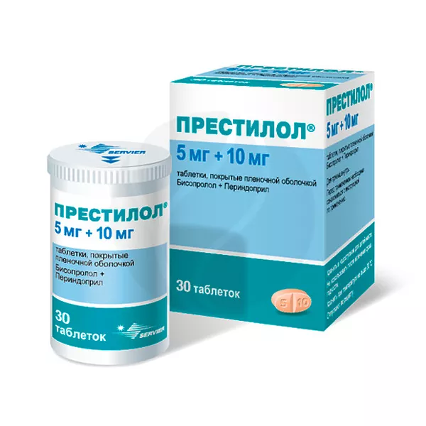 Изображение товара Престилол таблетки 5мг+10мг, покрытые пленочной оболочкой, 30 шт Изображение товара Престилол таблетки 5мг+10мг, покрытые пленочной оболочкой, 30 шт