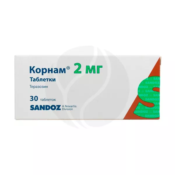 Изображение товара Корнам таблетки 2мг 30 шт от Новартис для ДГПЖ и гипертензии Изображение товара Корнам таблетки 2мг 30 шт от Новартис для ДГПЖ и гипертензии