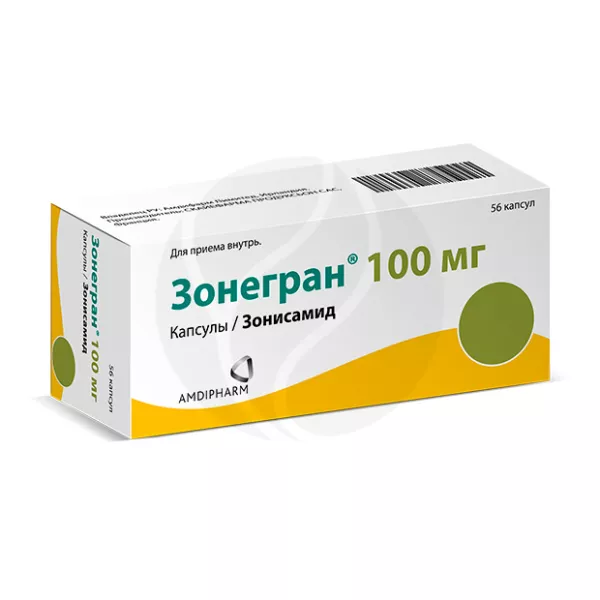 Изображение товара Зонегран 100 мг капсулы №56 противоэпилептический препарат широкого спектра действия Изображение товара Зонегран 100 мг капсулы №56 противоэпилептический препарат широкого спектра действия