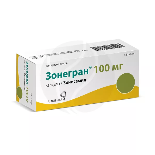 Изображение товара Зонегран 100 мг капсулы №56 противоэпилептический препарат широкого спектра действия Изображение товара Зонегран 100 мг капсулы №56 противоэпилептический препарат широкого спектра действия